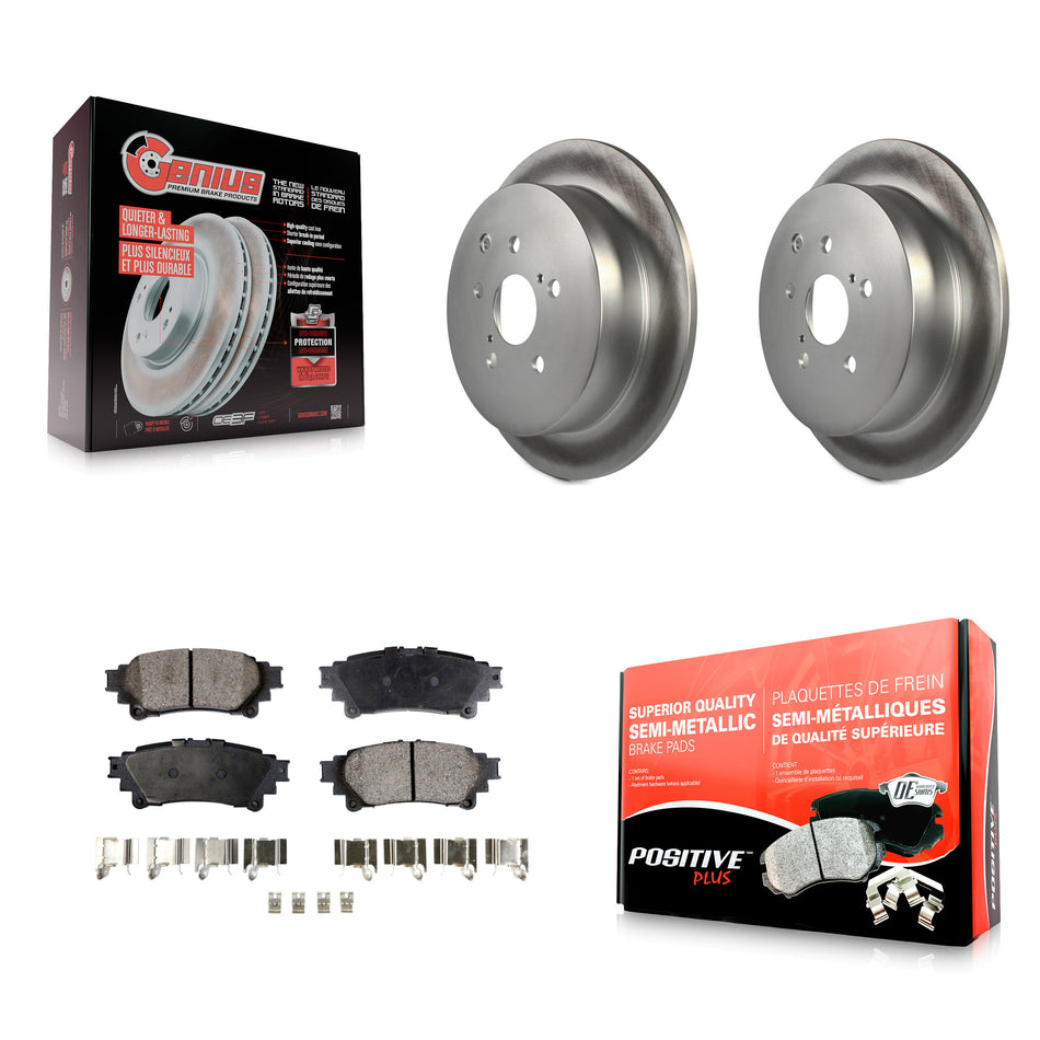 Rear Coated Disc Brake Rotors And Semi-Metallic Pads Kit For Toyota Highlander Sienna Lexus RX350 RX450h KGF-101499