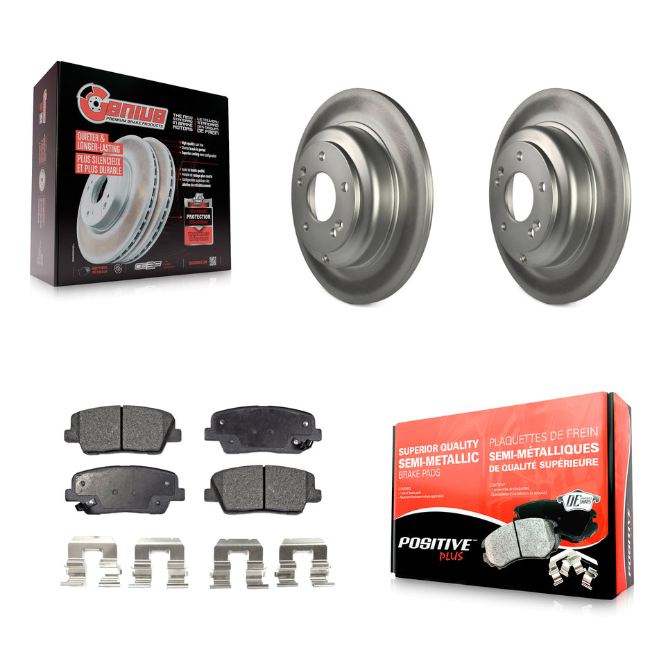 Rear Coated Disc Brake Rotors And Semi-Metallic Pads Kit For Hyundai Genesis Coupe KGF-101501