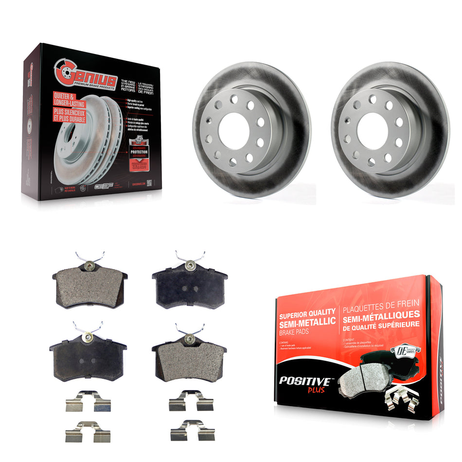 Rear Coated Disc Brake Rotors And Semi-Metallic Pads Kit For 2011 Volkswagen Jetta With 253mm Diameter Rotor KGF-101515
