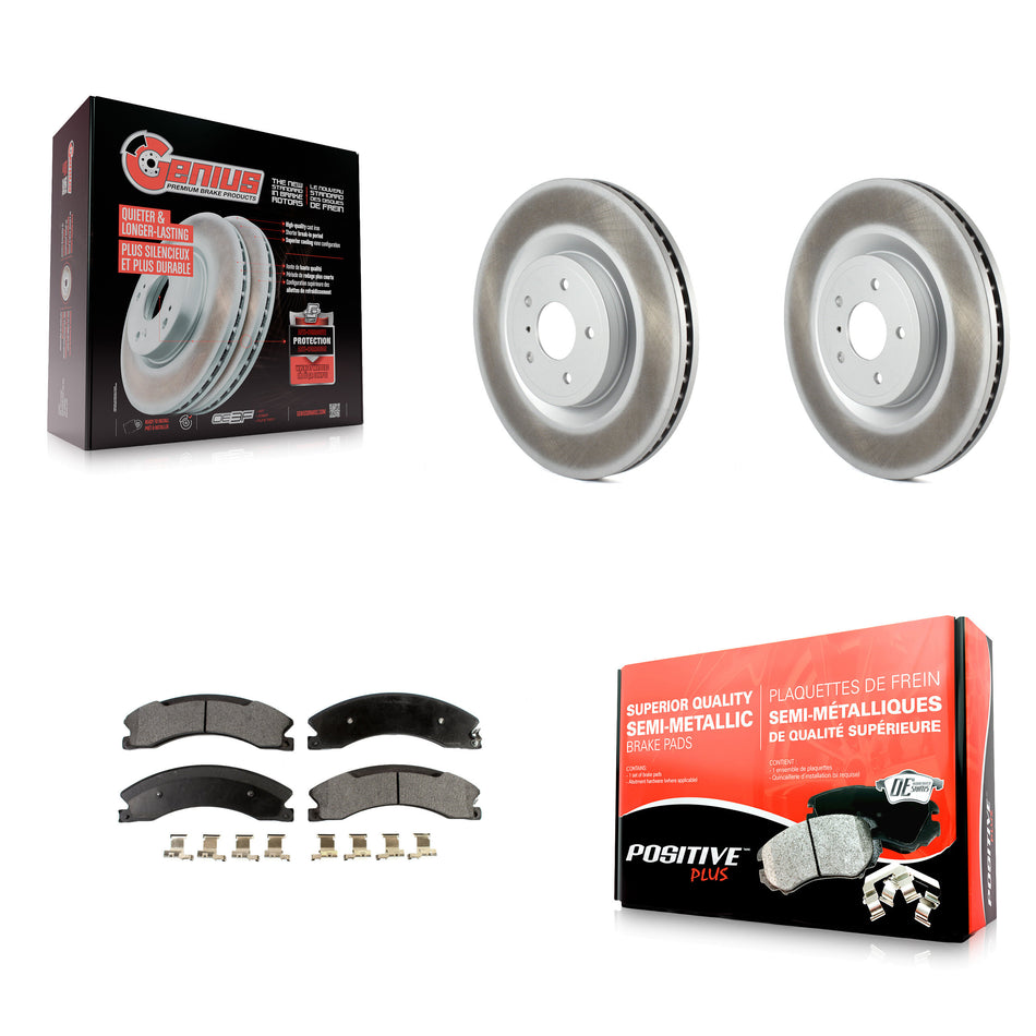 Rear Coated Disc Brake Rotors And Semi-Metallic Pads Kit For 2012-2021 Nissan NV2500 NV3500 NV1500 KGF-101533