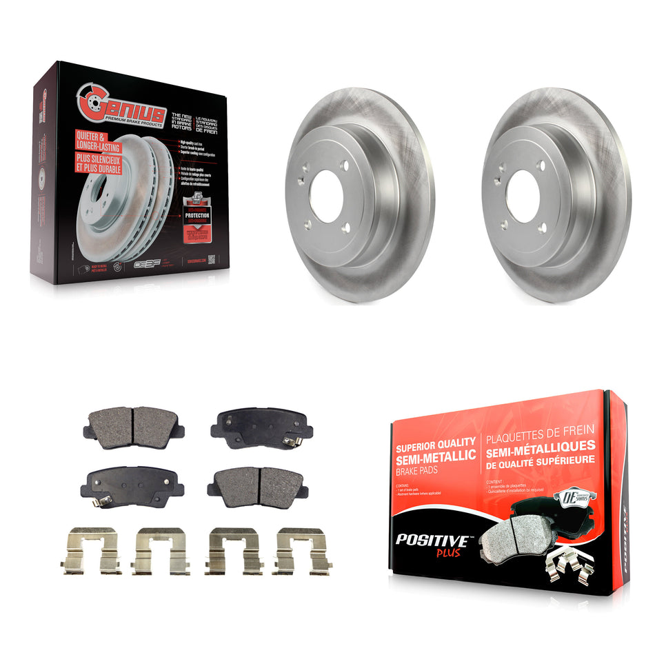 Rear Coated Disc Brake Rotors And Semi-Metallic Pads Kit For 2011 Hyundai Accent KGF-101534