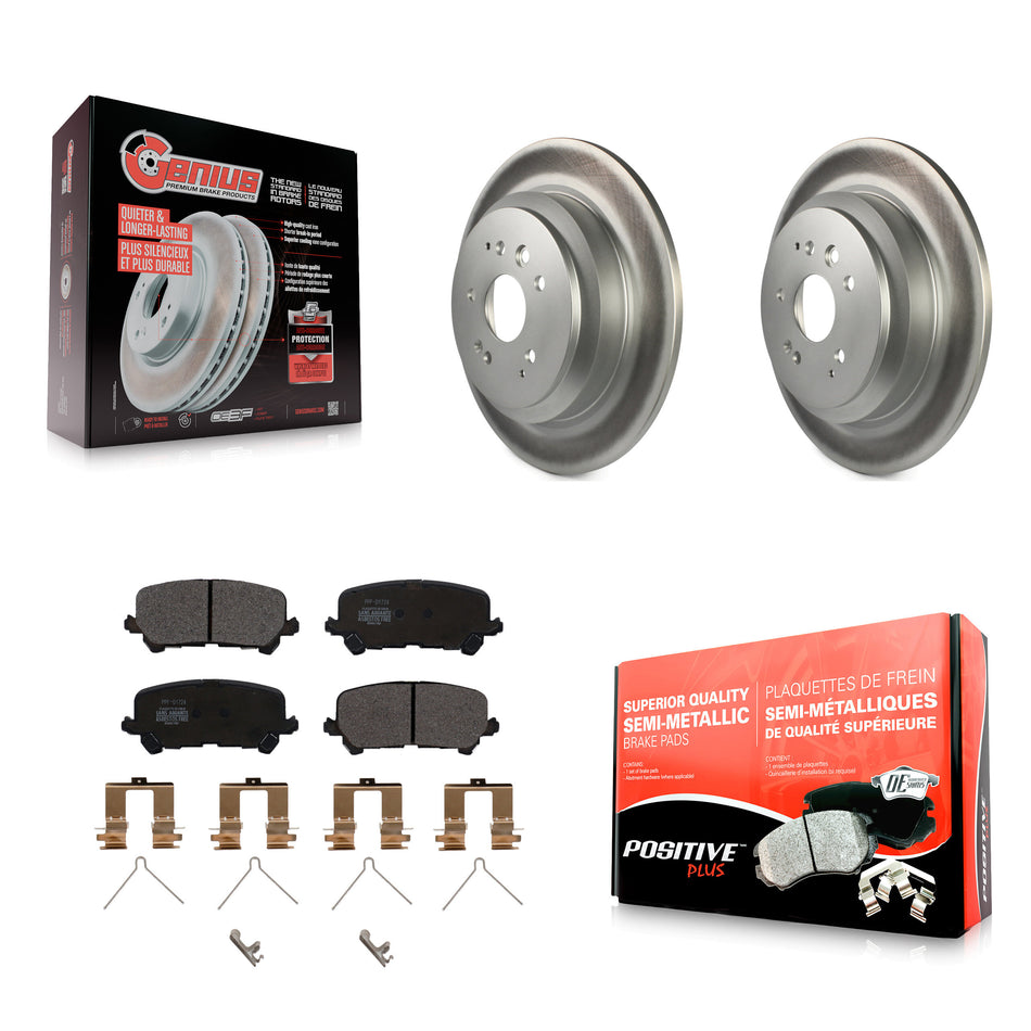 Rear Coated Disc Brake Rotors And Semi-Metallic Pads Kit For 2014-2016 Acura MDX KGF-101547