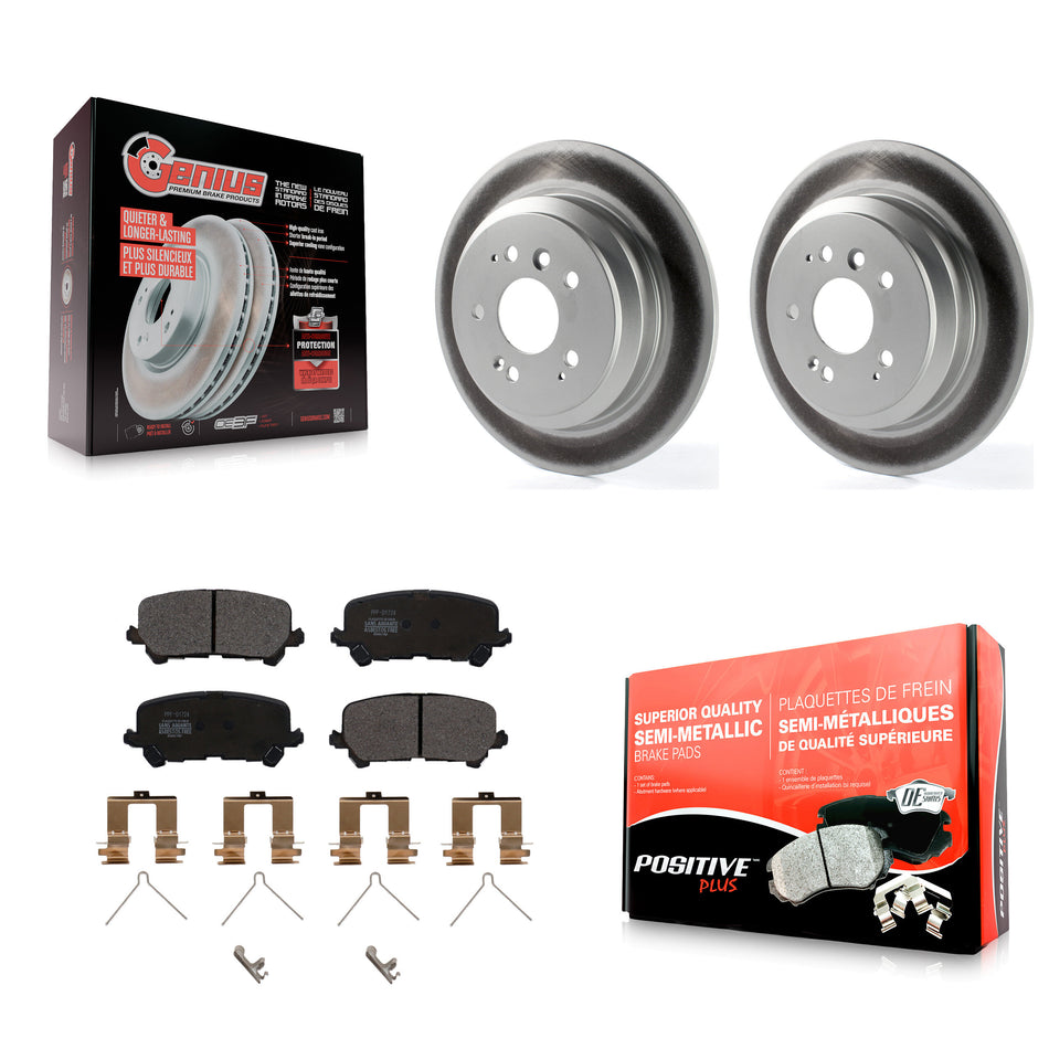 Rear Coated Disc Brake Rotors And Semi-Metallic Pads Kit For Honda Pilot Ridgeline Passport KGF-101564