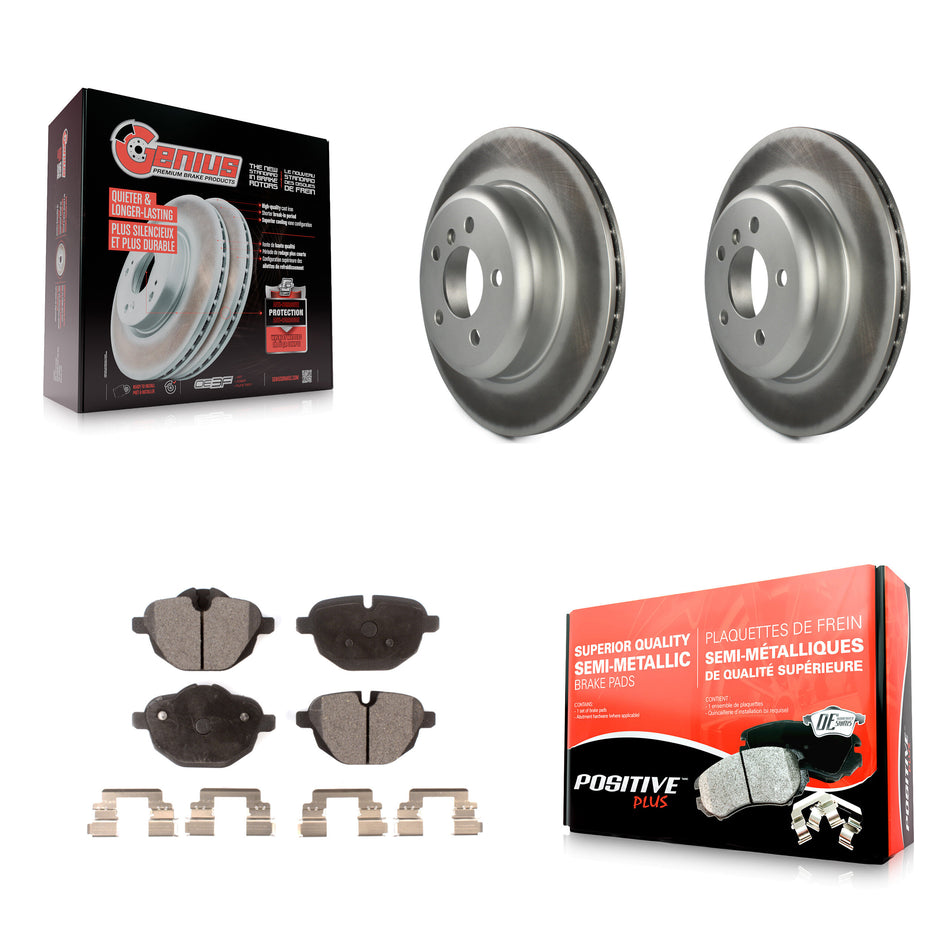 Rear Coated Disc Brake Rotors And Semi-Metallic Pads Kit For BMW 528i 535i xDrive 535d ActiveHybrid 5 KGF-101571