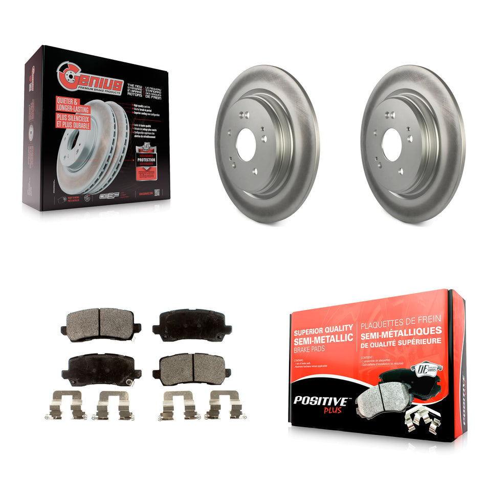 Rear Coated Disc Brake Rotors And Semi-Metallic Pads Kit For 2015-2020 Acura TLX KGF-101572