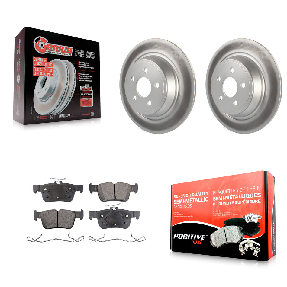 Rear Coated Disc Brake Rotors And Semi-Metallic Pads Kit For Ford Edge Fusion Lincoln MKX MKZ Nautilus Continental Police Responder Hybrid SSV Plug-In KGF-101575