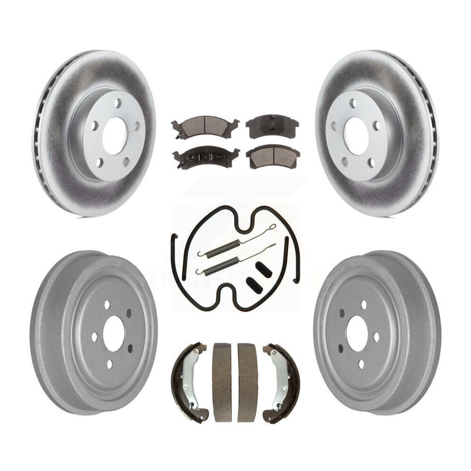 Front Rear Coated Disc Brake Rotors Semi-Metallic Pads And Drum Kit (7Pc) For 2003-2005 Chevrolet Cavalier Pontiac Sunfire KGF-101583