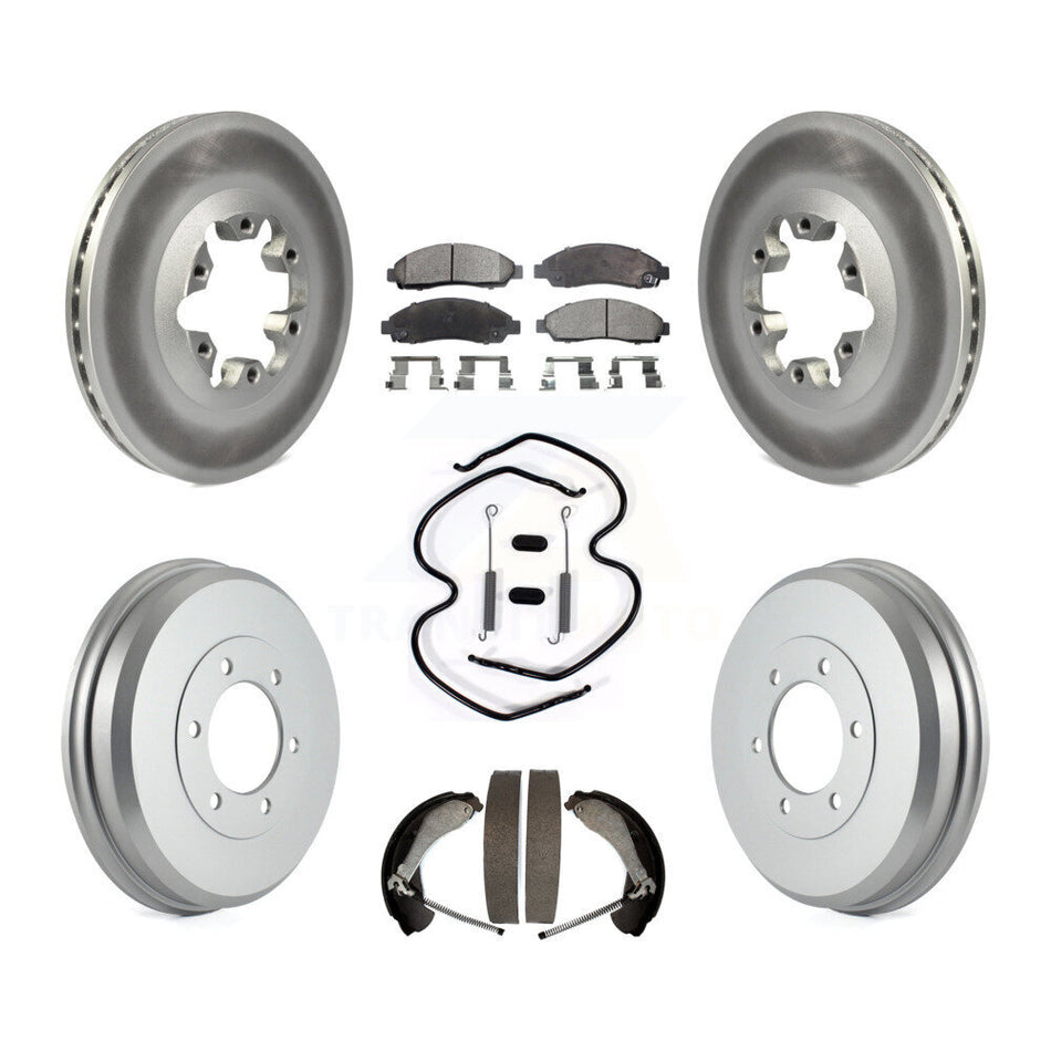 Front Rear Coated Disc Brake Rotors Semi-Metallic Pads And Drum Kit (7Pc) For Chevrolet Colorado GMC Canyon Isuzu i-290 i-280 i-370 i-350 KGF-101589