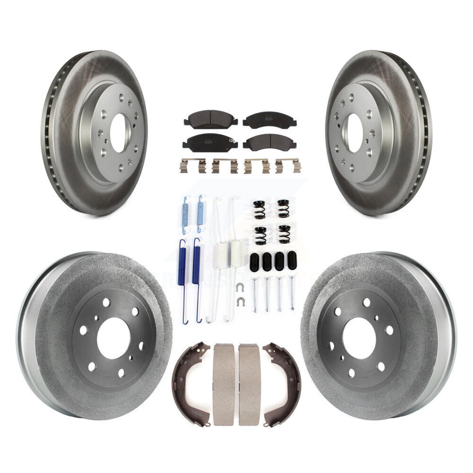 Front Rear Coated Disc Brake Rotors Semi-Metallic Pads And Drum Kit (7Pc) For Chevrolet Silverado 1500 GMC Sierra KGF-101591