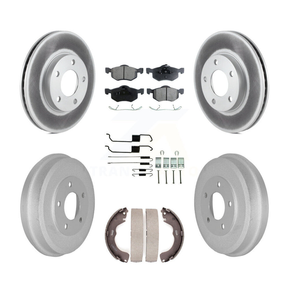 Front Rear Coated Disc Brake Rotors Semi-Metallic Pads And Drum Kit (7Pc) For Ford Escape Mazda Tribute Mercury Mariner KGF-101598