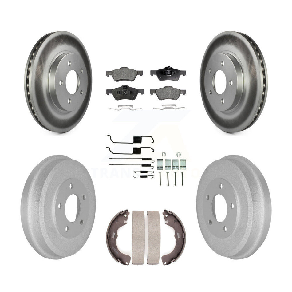 Front Rear Coated Disc Brake Rotors Semi-Metallic Pads And Drum Kit (7Pc) For Ford Escape Mercury Mariner KGF-101600