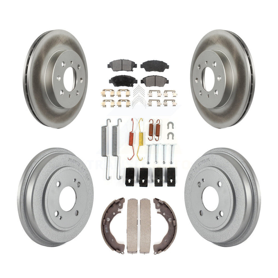 Front Rear Coated Disc Brake Rotors Semi-Metallic Pads And Drum Kit (7Pc) For Honda Fit KGF-101613