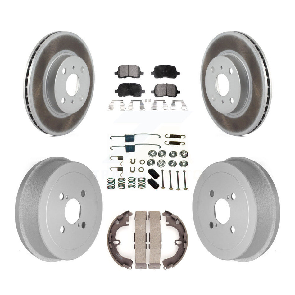 Front Rear Coated Disc Brake Rotors Semi-Metallic Pads And Drum Kit (7Pc) For Toyota Corolla Chevrolet Prizm KGF-101619
