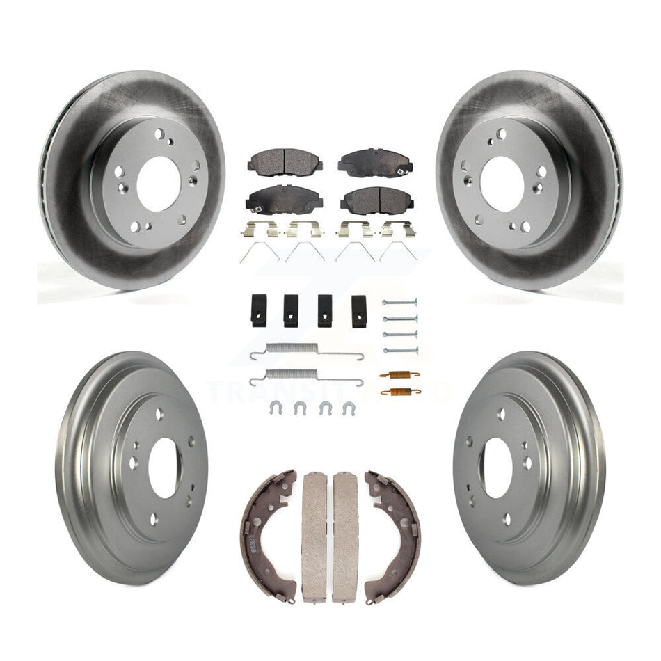 Front Rear Coated Disc Brake Rotors Semi-Metallic Pads And Drum Kit (7Pc) For Honda Civic KGF-101637