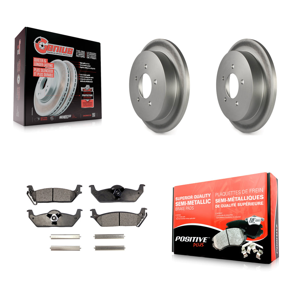 Rear Coated Disc Brake Rotors And Semi-Metallic Pads Kit For 2004 Ford F-150 With 5 Lug Wheels 11th Digit Of Vin Is C KGF-101657