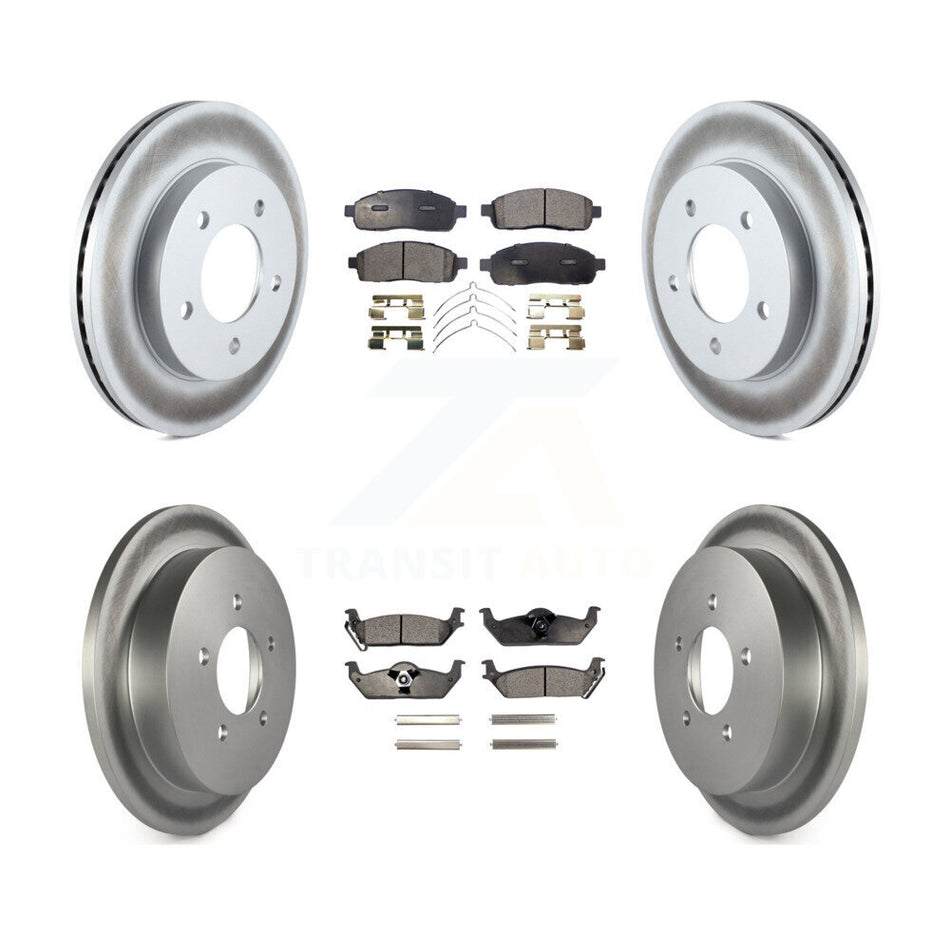 Front Rear Coated Disc Brake Rotors And Semi-Metallic Pads Kit For 2004 Ford F-150 4WD With 5 Lug Wheels 11th Digit Of Vin Is C KGF-101664