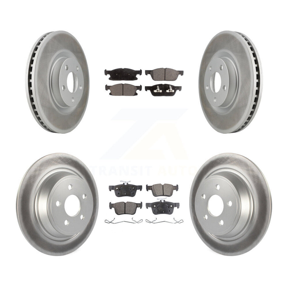 Front Rear Coated Disc Brake Rotors And Semi-Metallic Pads Kit For Ford Edge KGF-101665