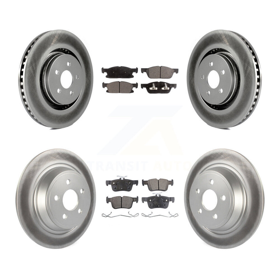 Front Rear Coated Disc Brake Rotors And Semi-Metallic Pads Kit For Ford Edge Lincoln MKX Nautilus KGF-101667