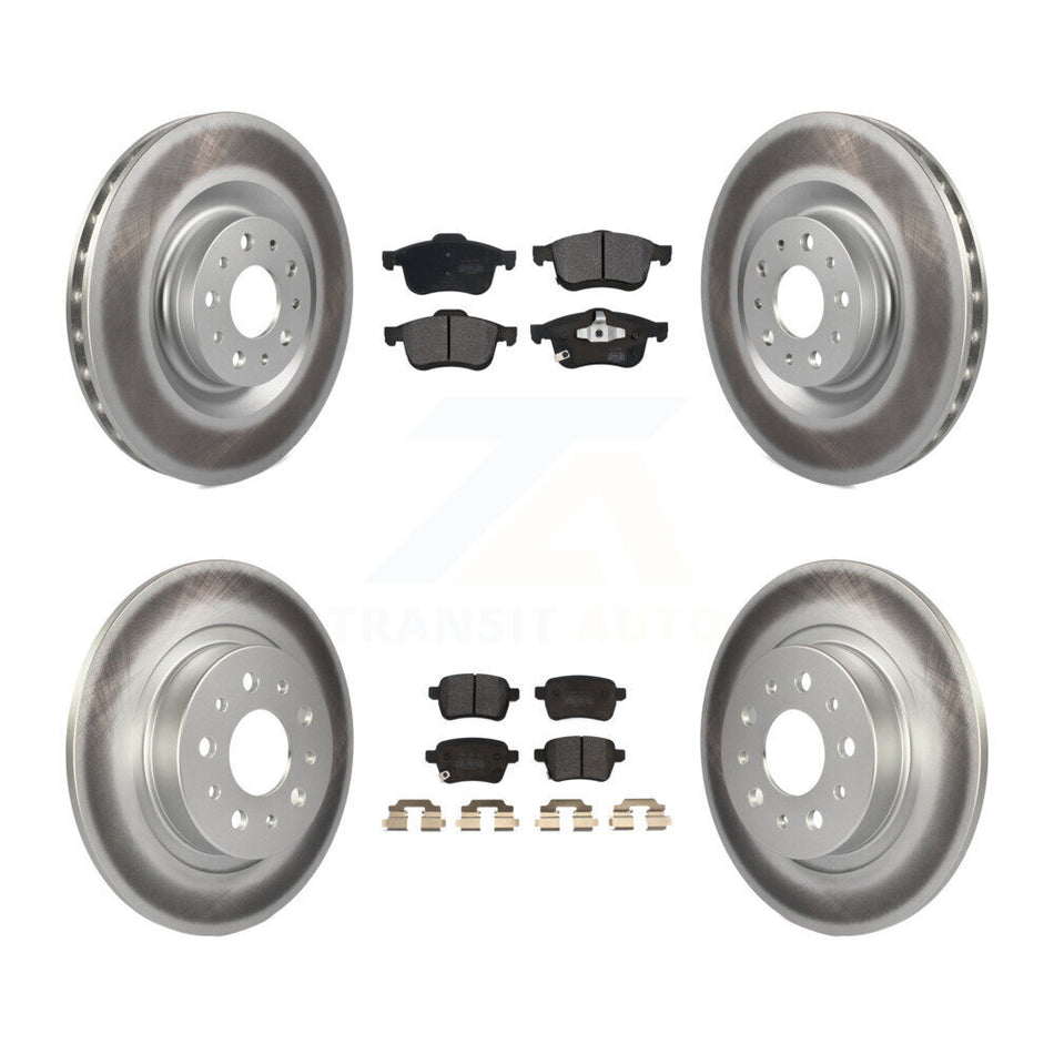 Front Rear Coated Disc Brake Rotors And Semi-Metallic Pads Kit For 2014-2020 Fiat 500L KGF-101668