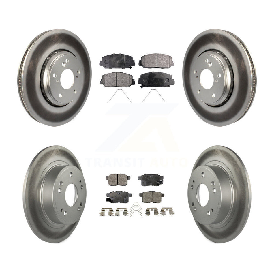 Front Rear Coated Disc Brake Rotors And Semi-Metallic Pads Kit For Honda Accord KGF-101674