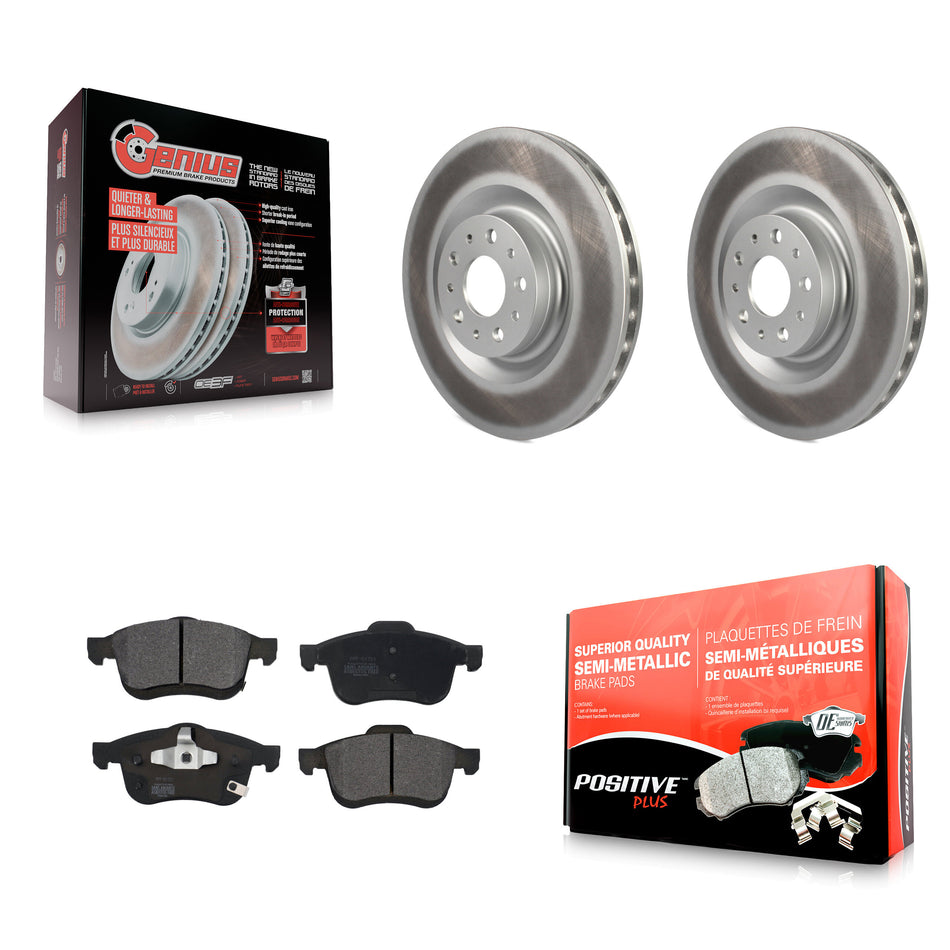 Front Coated Disc Brake Rotors And Semi-Metallic Pads Kit For 2014-2020 Fiat 500L KGF-101679
