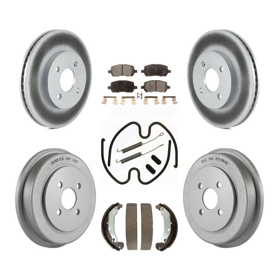 Front Rear Coated Disc Brake Rotors Semi-Metallic Pads And Drum Kit (7Pc) For Chevrolet Cobalt Saturn Ion Pontiac G5 Pursuit KGF-101687