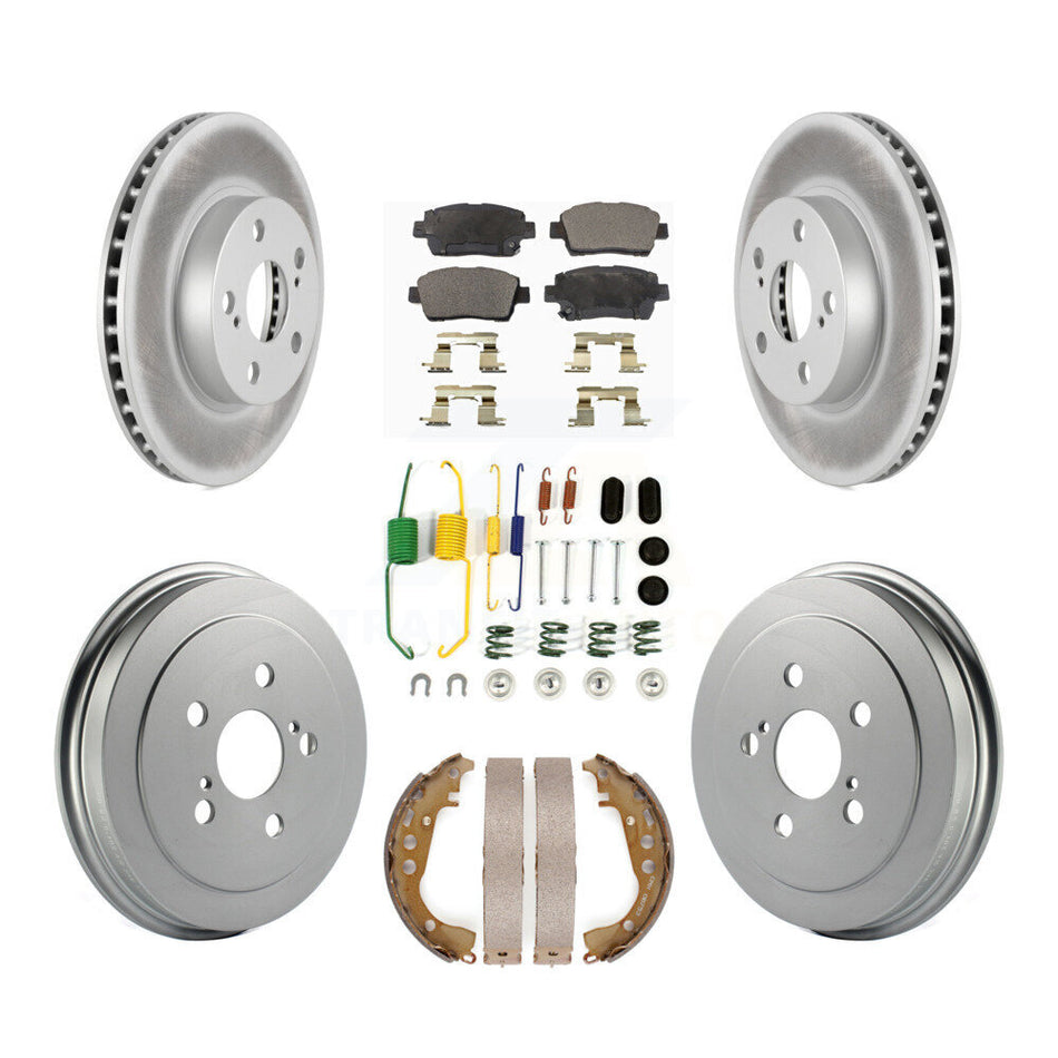 Front Rear Coated Disc Brake Rotors Semi-Metallic Pads And Drum Kit (7Pc) For 2008 Toyota Prius KGF-101705