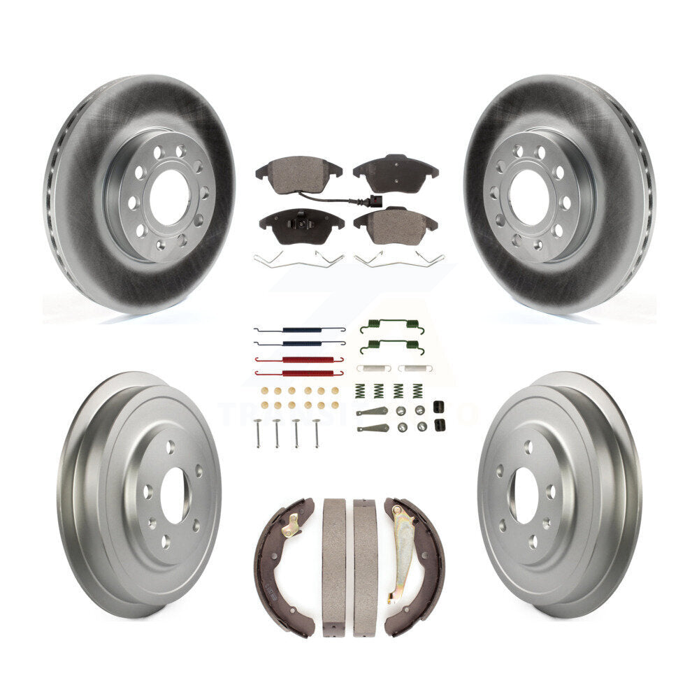 Front Rear Coated Disc Brake Rotors Semi-Metallic Pad Drum Kit (7Pc) For Volkswagen Jetta KGF-101707