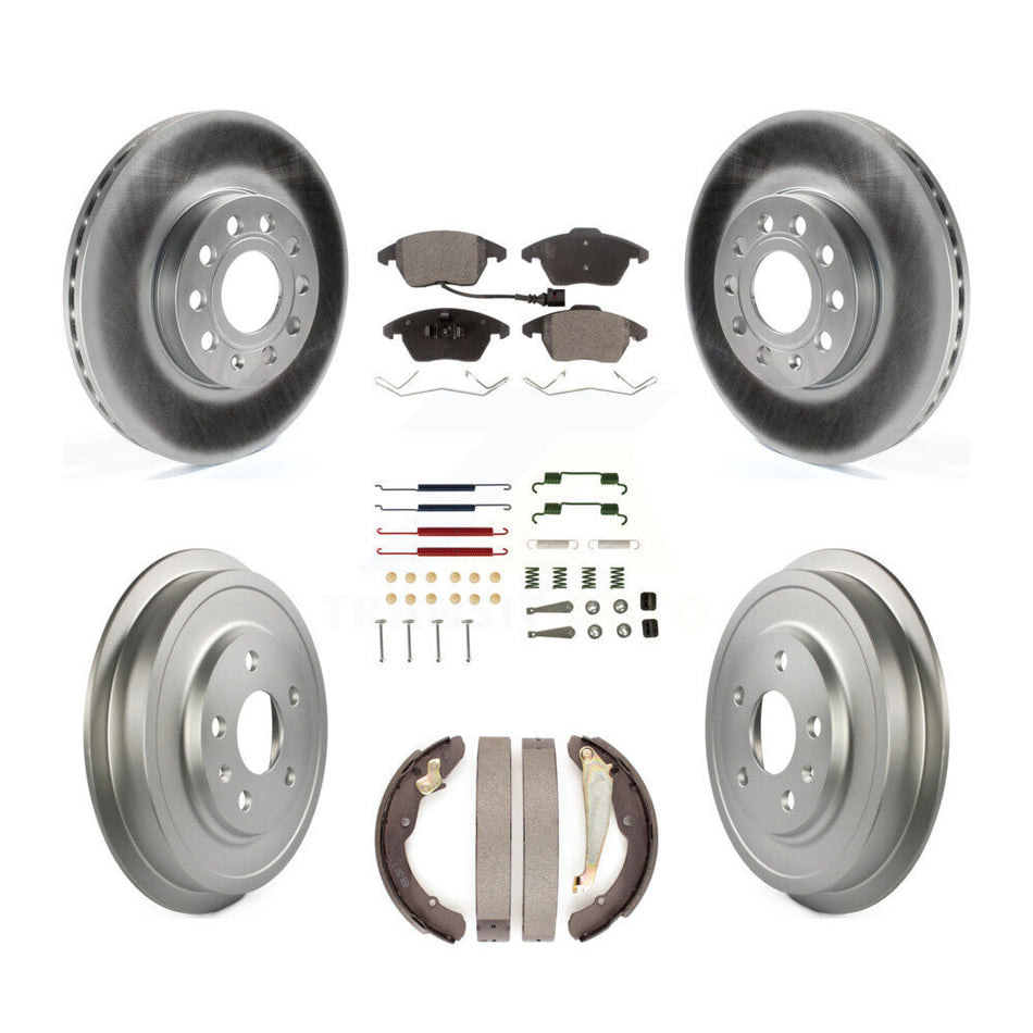 Front Rear Coated Disc Brake Rotors Semi-Metallic Pad Drum Kit (7Pc) For Volkswagen Jetta KGF-101707