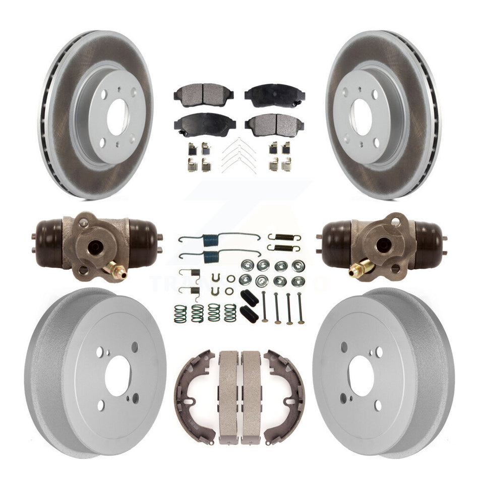 Front Rear Coated Disc Brake Rotors Semi-Metallic Pads And Drum Kit (9Pc) For 1993-1997 Toyota Corolla Geo Prizm KGF-101721