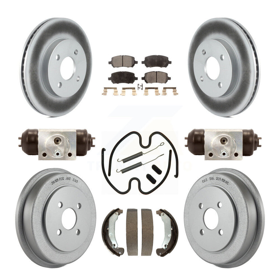 Front Rear Coated Disc Brake Rotors Semi-Metallic Pads And Drum Kit (9Pc) For Chevrolet Cobalt Saturn Ion Pontiac G5 Pursuit KGF-101736