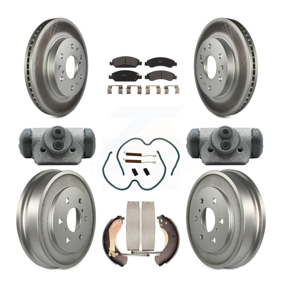 Front Rear Coated Disc Brake Rotors Semi-Metallic Pads And Drum Kit (9Pc) For Chevrolet Silverado 1500 GMC Sierra Classic KGF-101740