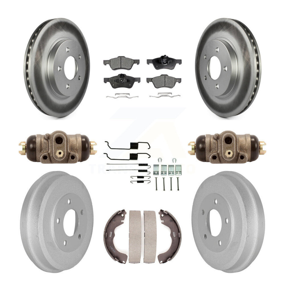 Front Rear Coated Disc Brake Rotors Semi-Metallic Pads And Drum Kit (9Pc) For Ford Escape Mercury Mariner KGF-101750