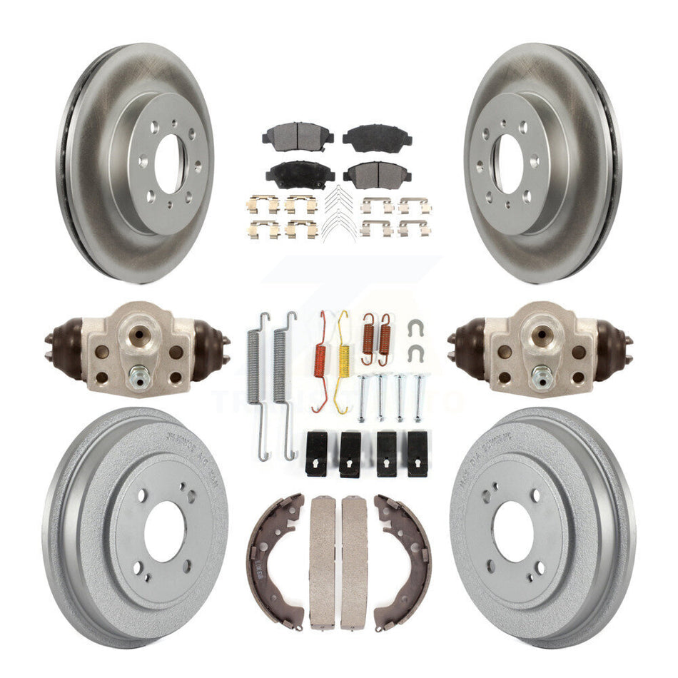 Front Rear Coated Disc Brake Rotors Semi-Metallic Pads And Drum Kit (9Pc) For Honda Fit KGF-101757