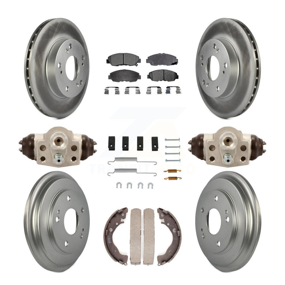 Front Rear Coated Disc Brake Rotors Semi-Metallic Pads And Drum Kit (9Pc) For Honda Civic KGF-101759