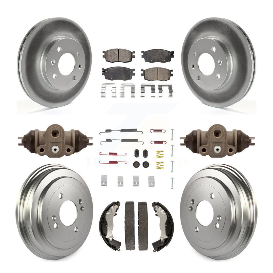Front Rear Coated Disc Brake Rotors Semi-Metallic Pads And Drum Kit (9Pc) For Hyundai Accent Kia Rio Rio5 KGF-101761