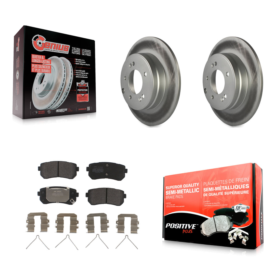 Rear Coated Disc Brake Rotors And Semi-Metallic Pads Kit For Hyundai Sonata Kia Optima With Manual Parking KGF-101768