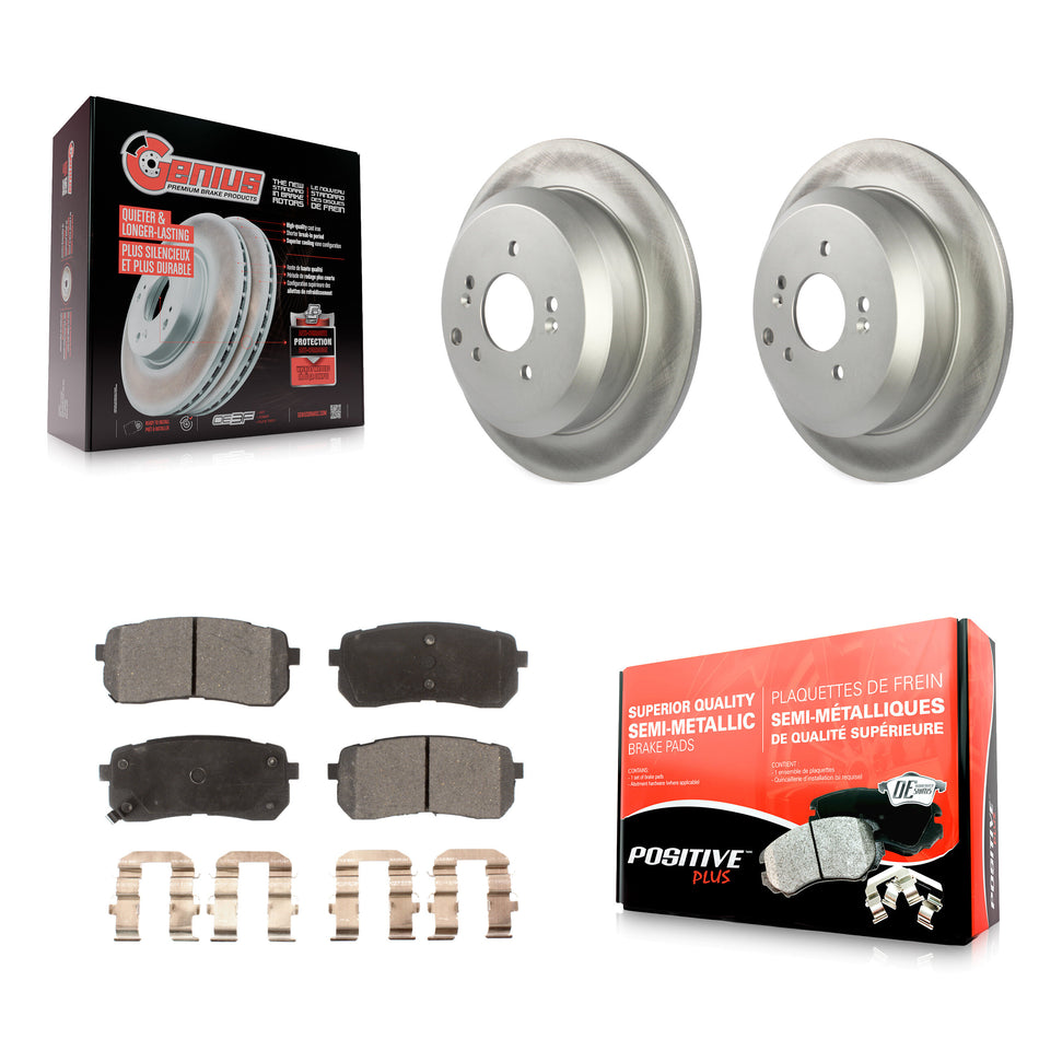 Rear Coated Disc Brake Rotors And Semi-Metallic Pads Kit For 2007-2012 Hyundai Veracruz KGF-101770