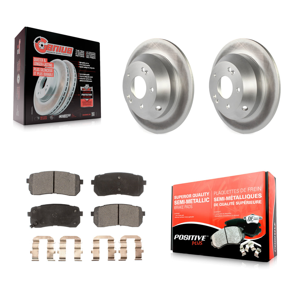 Rear Coated Disc Brake Rotors And Semi-Metallic Pads Kit For 2015-2019 Kia Sedona KGF-101772