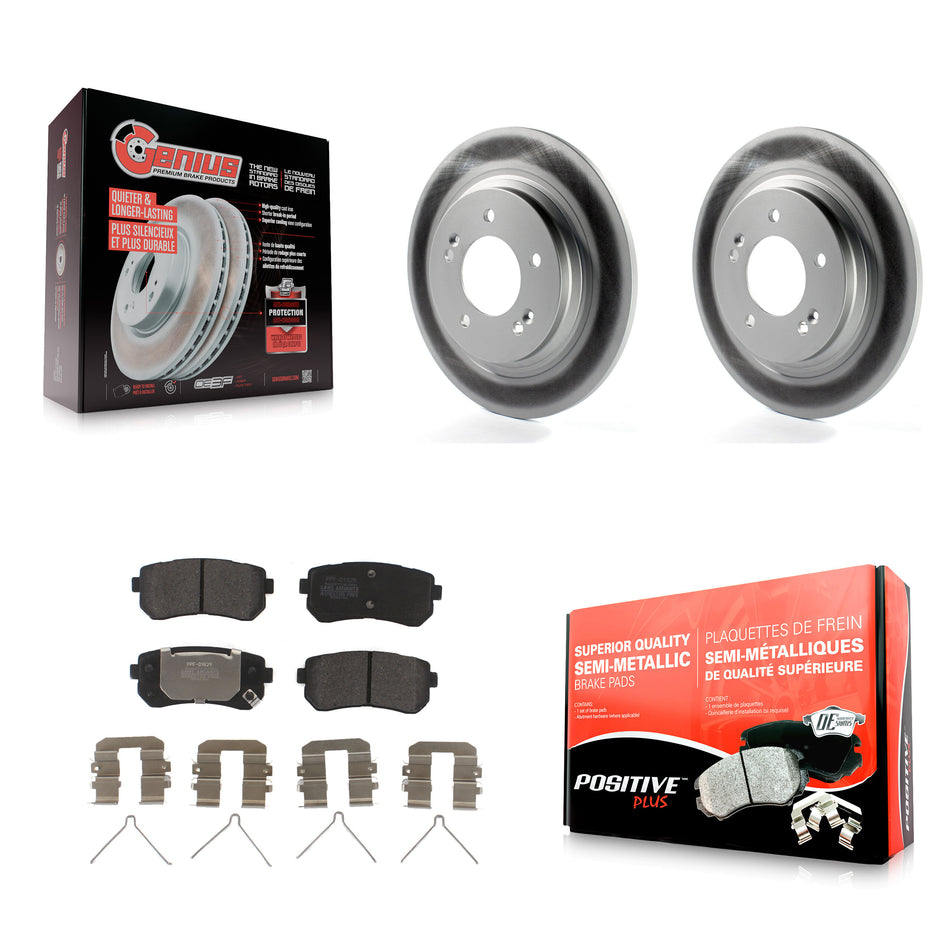 Rear Coated Disc Brake Rotors And Semi-Metallic Pads Kit For 2016 Kia Optima LX EX 1.6T With Electric Parking KGF-101779
