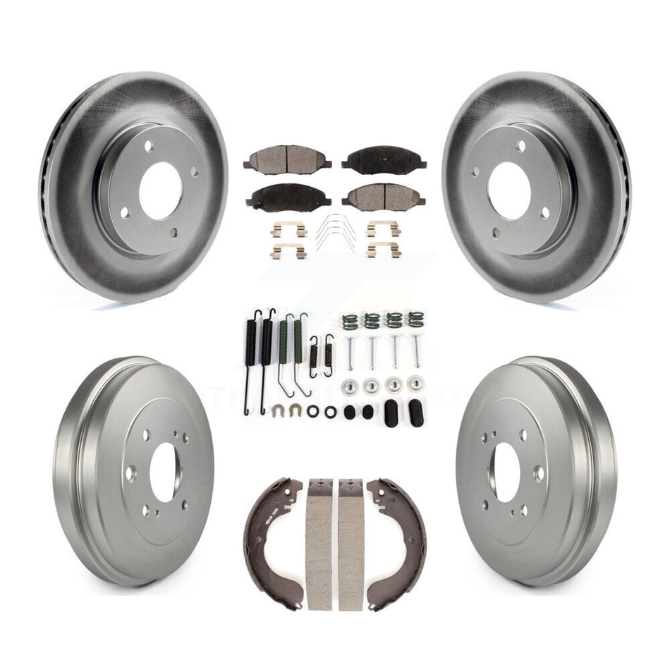 Front Rear Coat Brake Rotor Semi-Metallic Pad Drum Kit (7Pc) For Nissan Versa 4-Wheel ABS KGF-101785