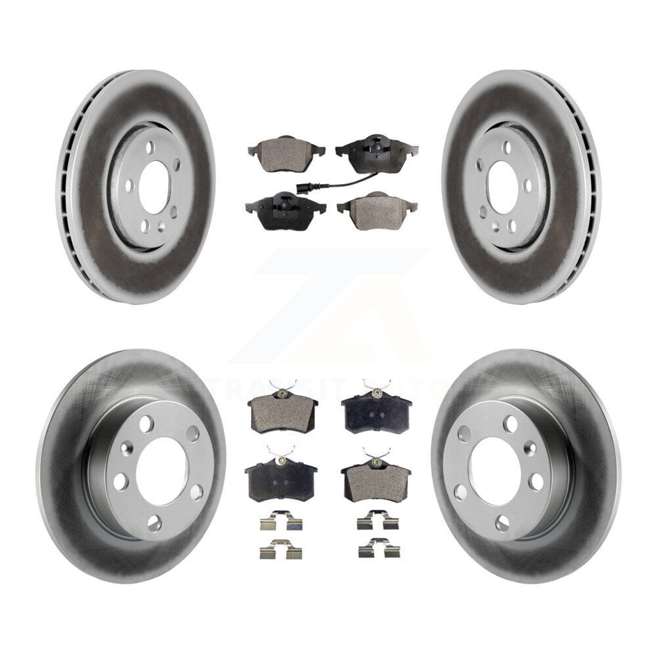 Front Rear Coated Disc Brake Rotors And Semi-Metallic Pads Kit For 2007-2010 Volkswagen Beetle With 288mm Diameter Rotor KGF-101793