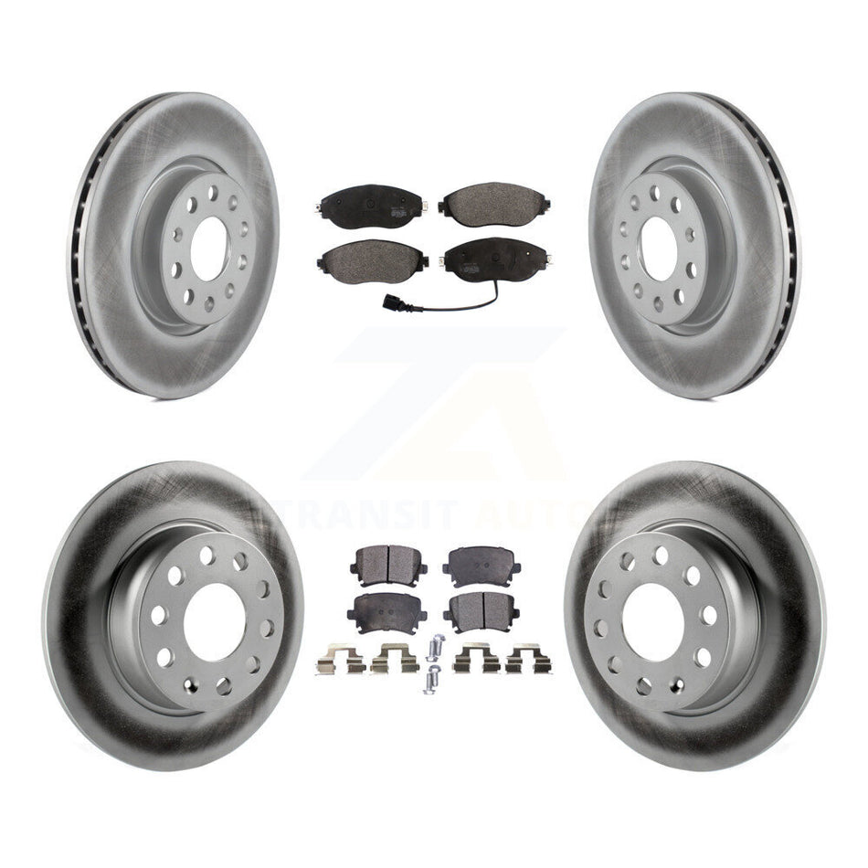 Front Rear Coated Disc Brake Rotors And Semi-Metallic Pads Kit For 2015 Volkswagen GTI With Performance Package KGF-101798