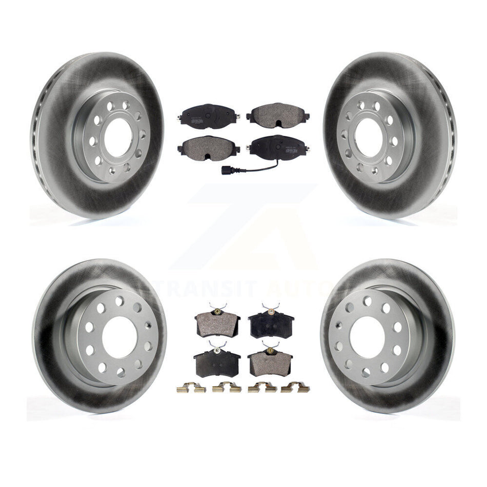 Front Rear Coated Disc Brake Rotors And Semi-Metallic Pads Kit For 2015 Volkswagen Golf SportWagen TDI SE SEL Highline Comfortline Trendline S KGF-101805