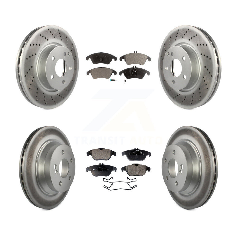 Front Rear Coated Disc Brake Rotors And Semi-Metallic Pads Kit For 2014 Mercedes-Benz E350 Convertible Coupe With 322mm Diameter Rotor KGF-101809