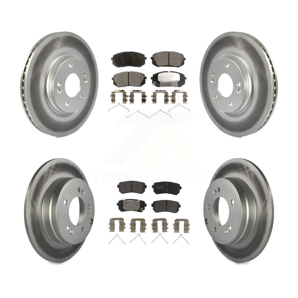Front Rear Coated Disc Brake Rotors And Semi-Metallic Pads Kit For Kia Optima With Manual Parking KGF-101818