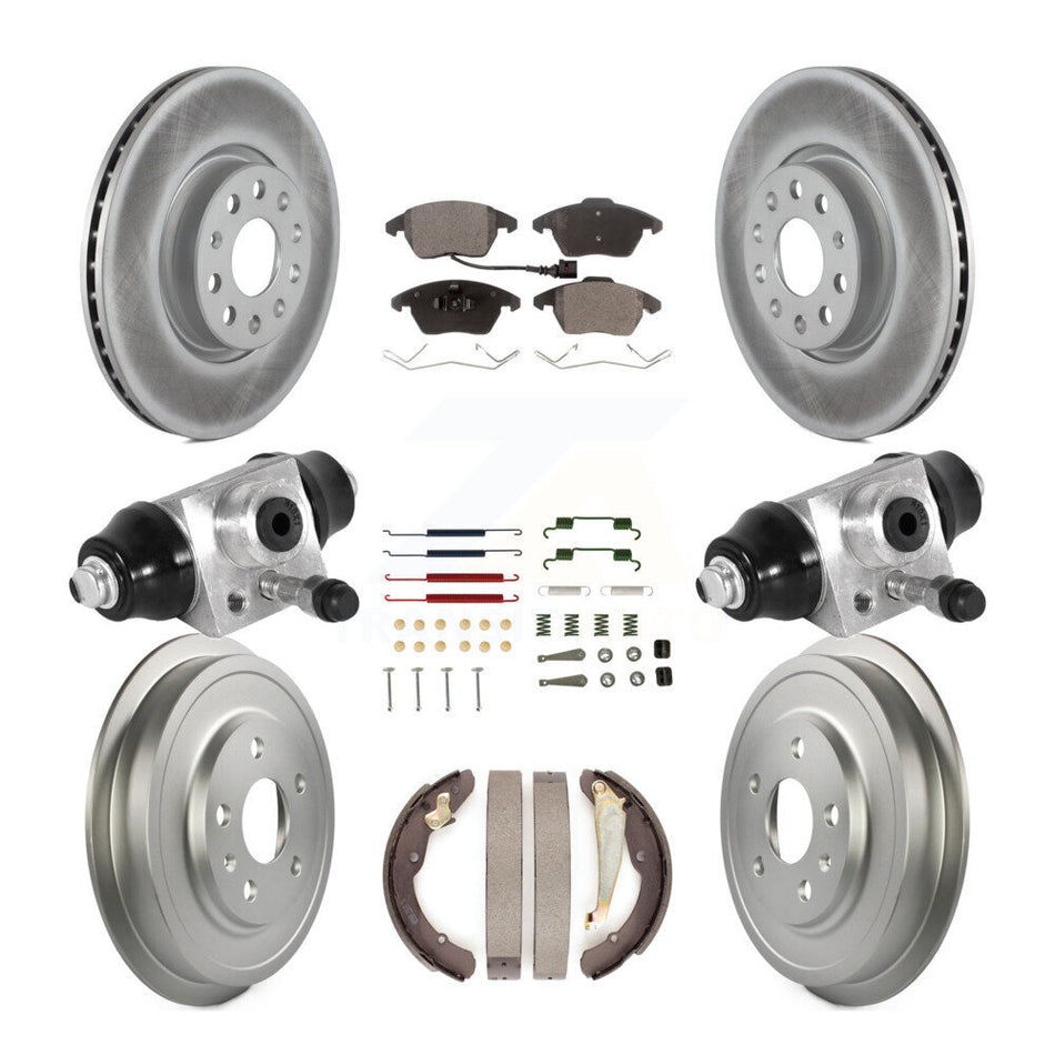 Front Rear Coated Disc Brake Rotors Semi-Metallic Pad Drum Kit (9Pc) For Volkswagen Jetta KGF-101838