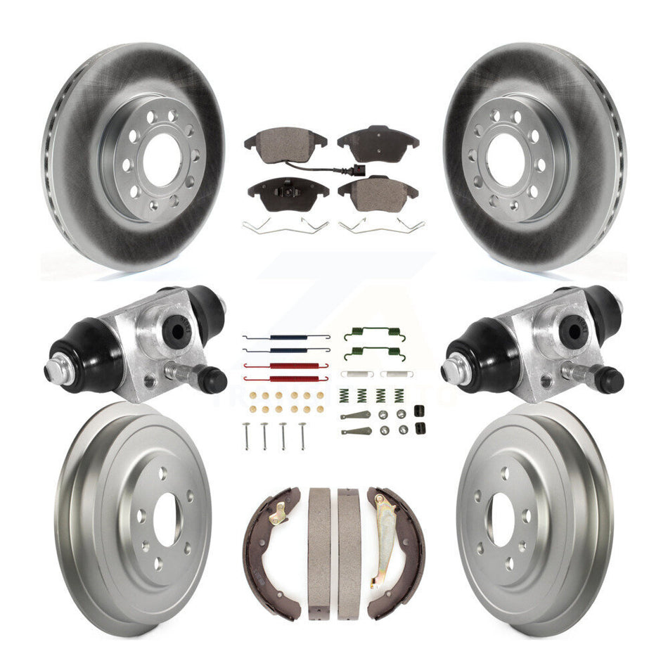 Front Rear Coated Disc Brake Rotors Semi-Metallic Pad Drum Kit (9Pc) For Volkswagen Jetta KGF-101840