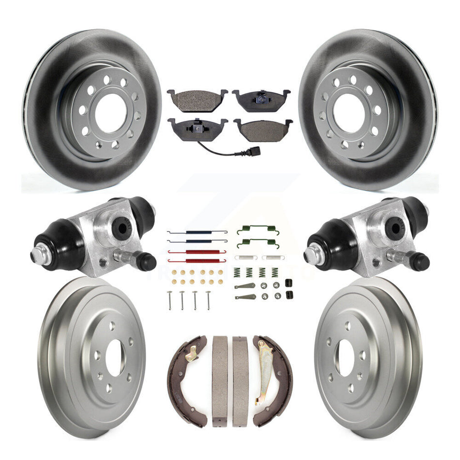 Front Rear Coated Disc Brake Rotors Semi-Metallic Pad Drum Kit (9Pc) For Volkswagen Jetta KGF-101841