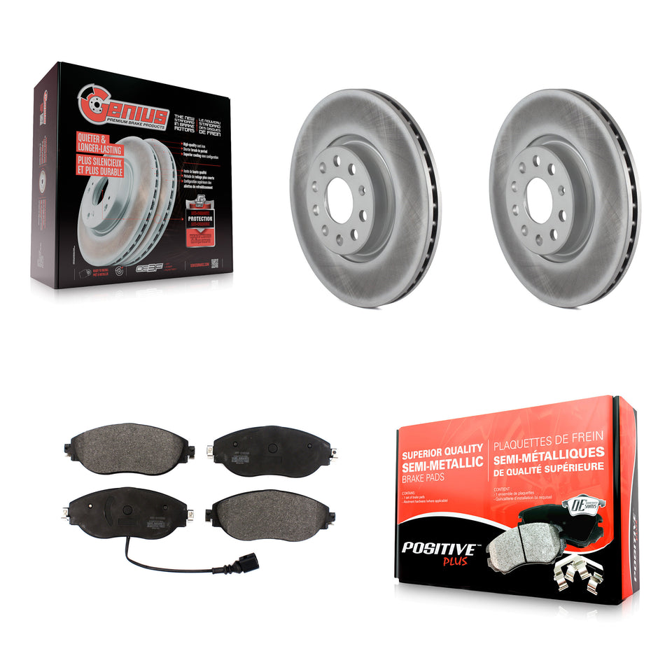 Front Coated Disc Brake Rotors And Semi-Metallic Pads Kit For 2015 Volkswagen GTI With Performance Package KGF-101848
